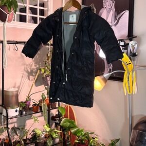 Petit Bateau Kids Winter Coat Puffer Faux Fur Hooded Black Size 3 Years
